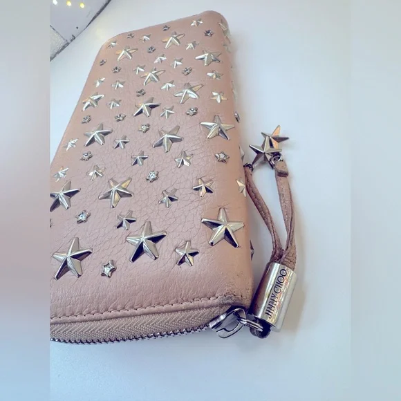 Jimmy Choo Crystal Filipa Star Studded Pink Long Wallet Rare Authentic Choo - Picture 4 of 13